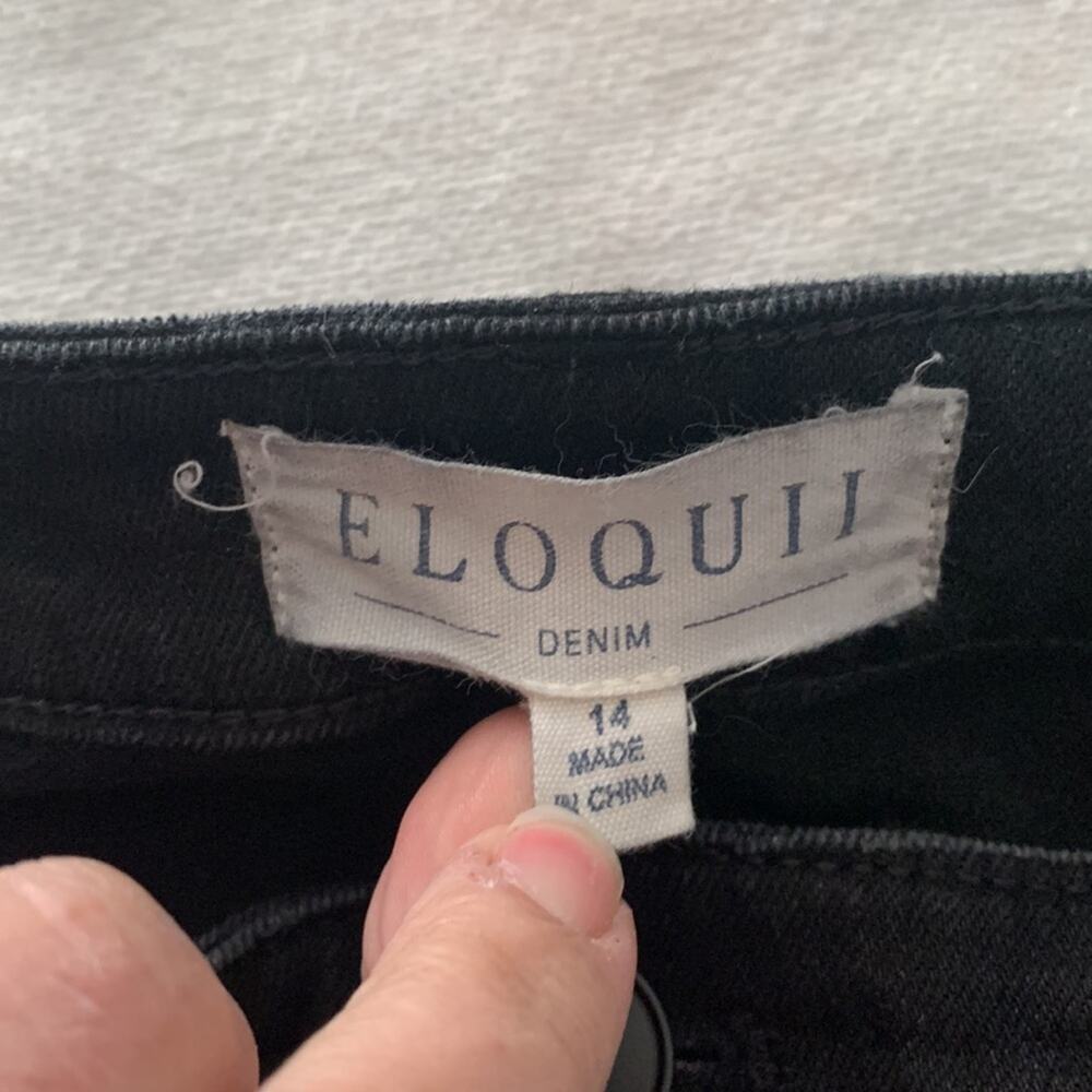 Eloquii womens 14 black denim jeans split leg - Picture 4 of 15